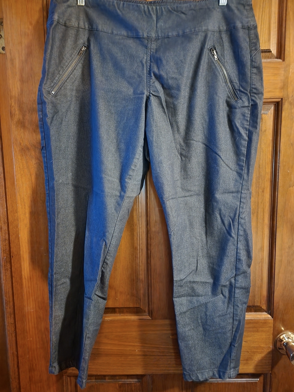 Natural Reflections Size 18 Charcoal Pull On Jean Pants Zip Pockets